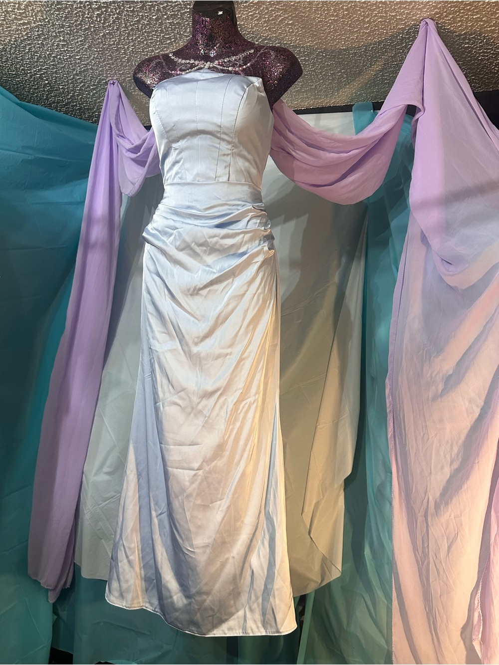 Elegant baby blue Strapless Evening Gown